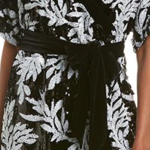 NWT Jay Godfrey black, white sequin wrap dress, 6 - Picture 3 of 4